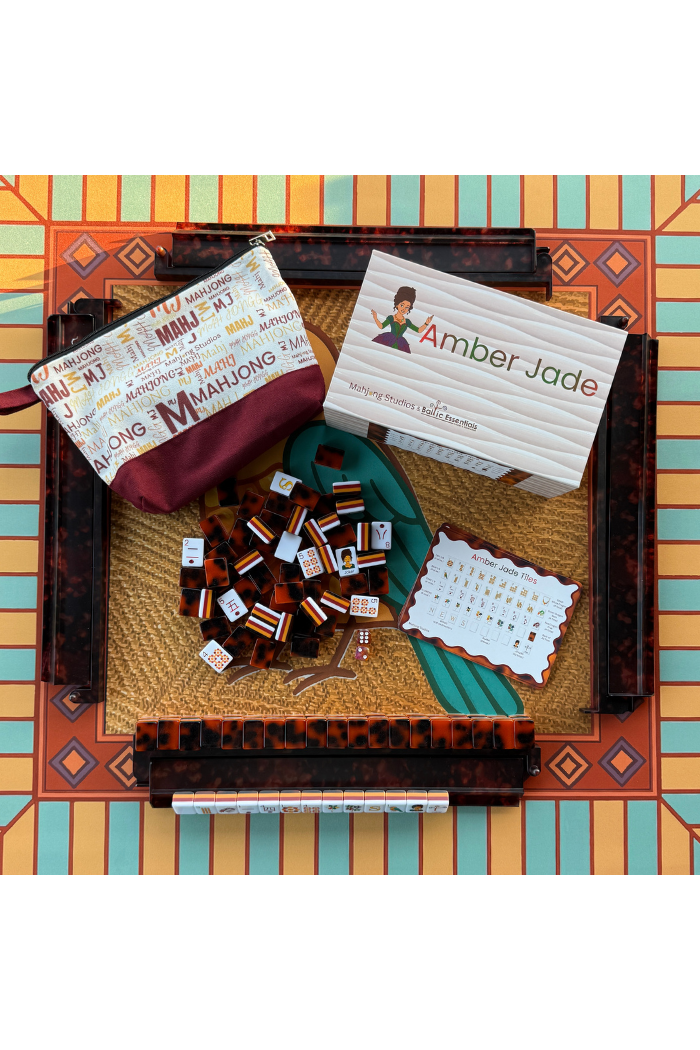 Tortoise Shell Mahjong Rack & Pusher Set Matte Finish