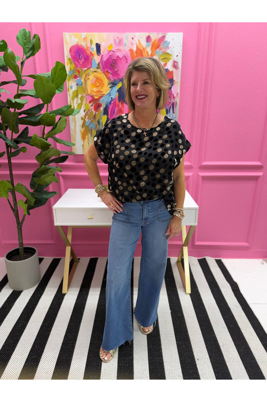 Marie Polka Dot Velvet Top
