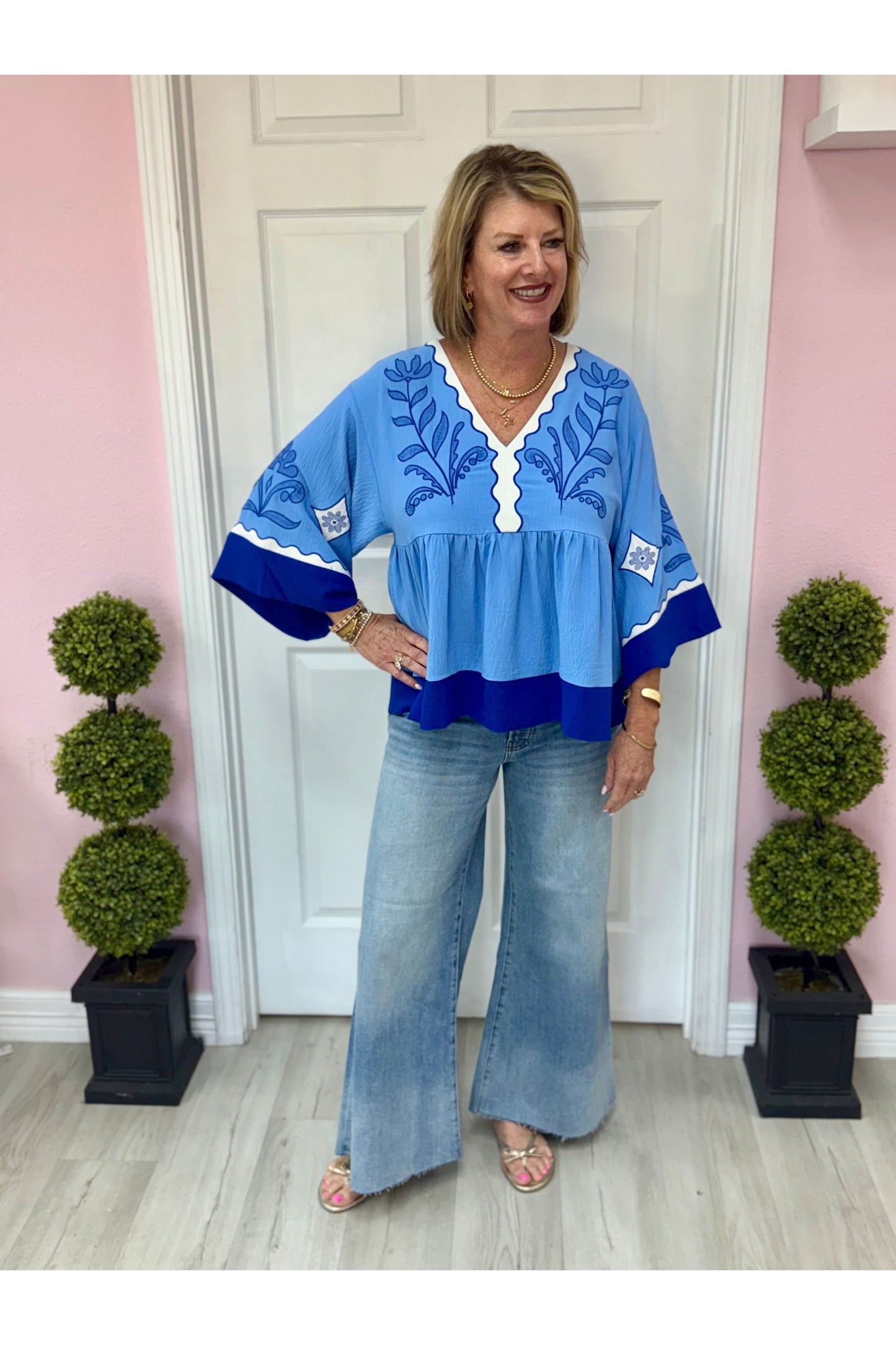 Carrie Blue Boho Blouse