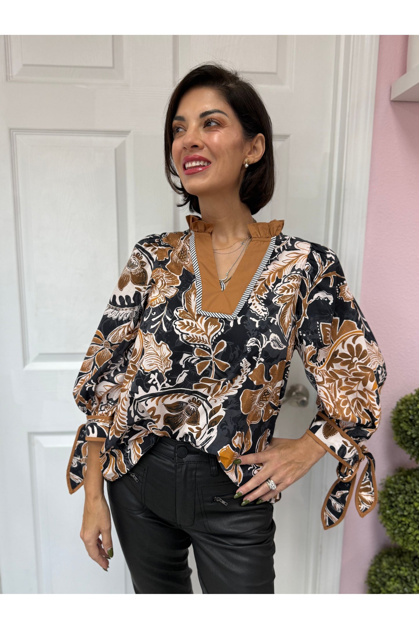 Kristin Brown Floral Blouse