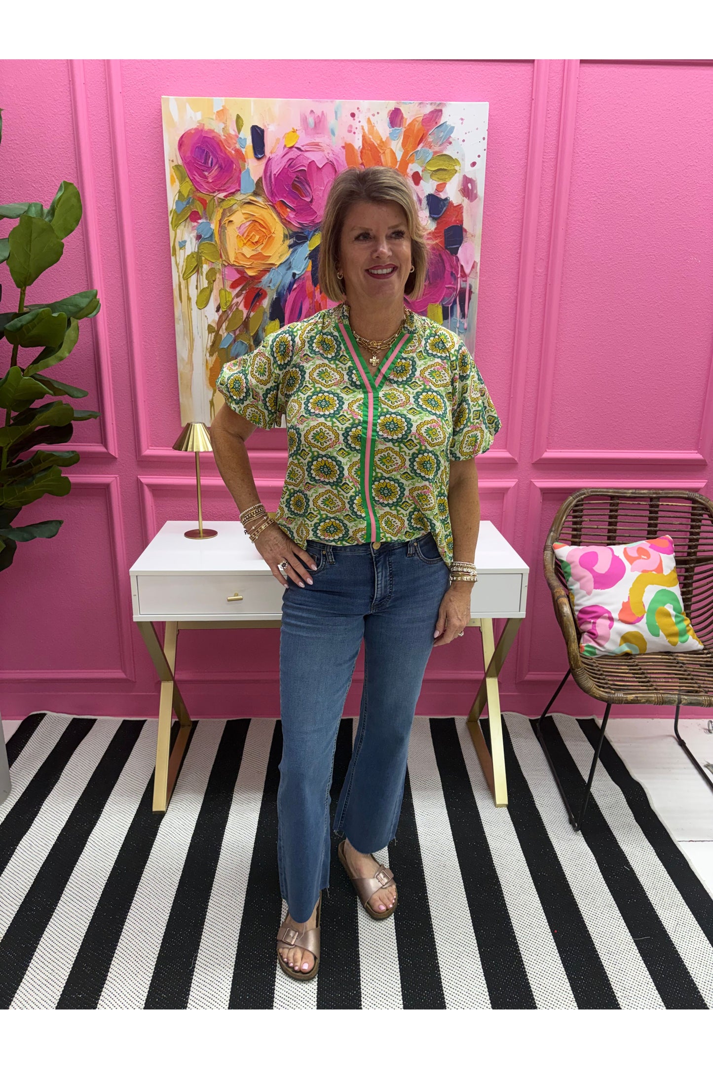 Giselle Green Patterned Blouse