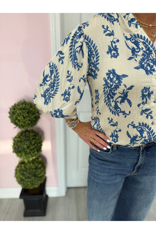 Sorrento Antique Blue Blouse