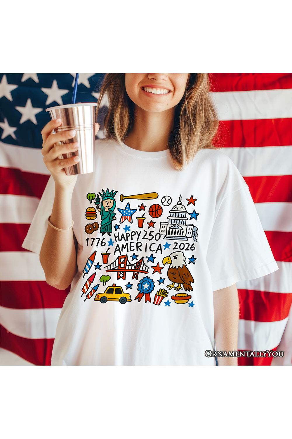 Happy 250th  America Doodle T-Shirt