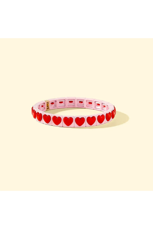 Pink Enamel w/Red Bead Hearts - Hartley