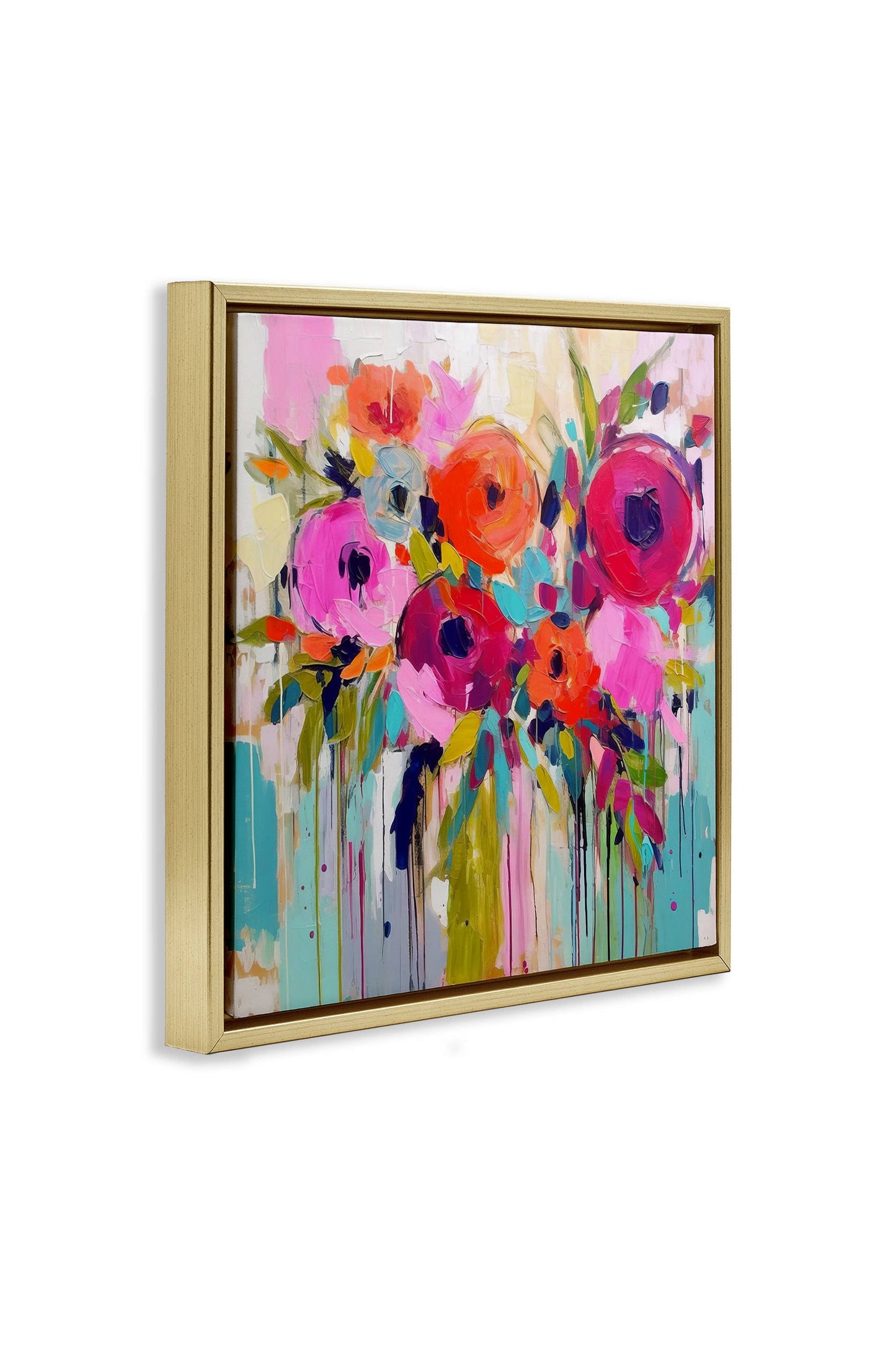 Bold Drip Roses Floater Framed Art