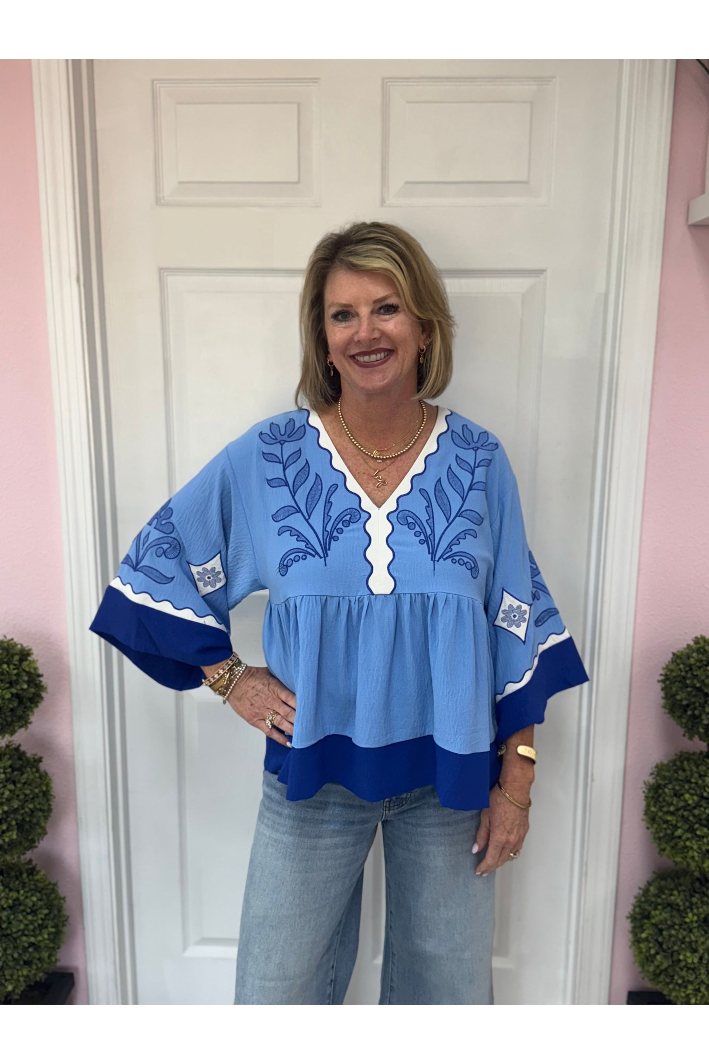 Carrie Blue Boho Blouse