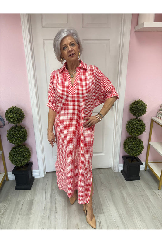 Lori Gingham Check Midi Dress