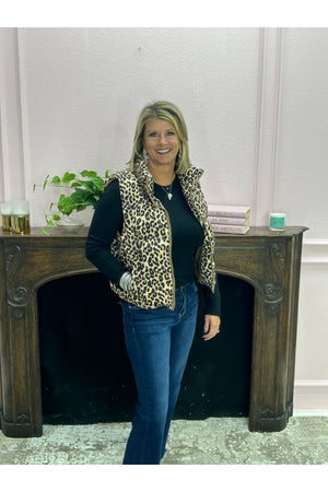 Leopard Puffer Vest