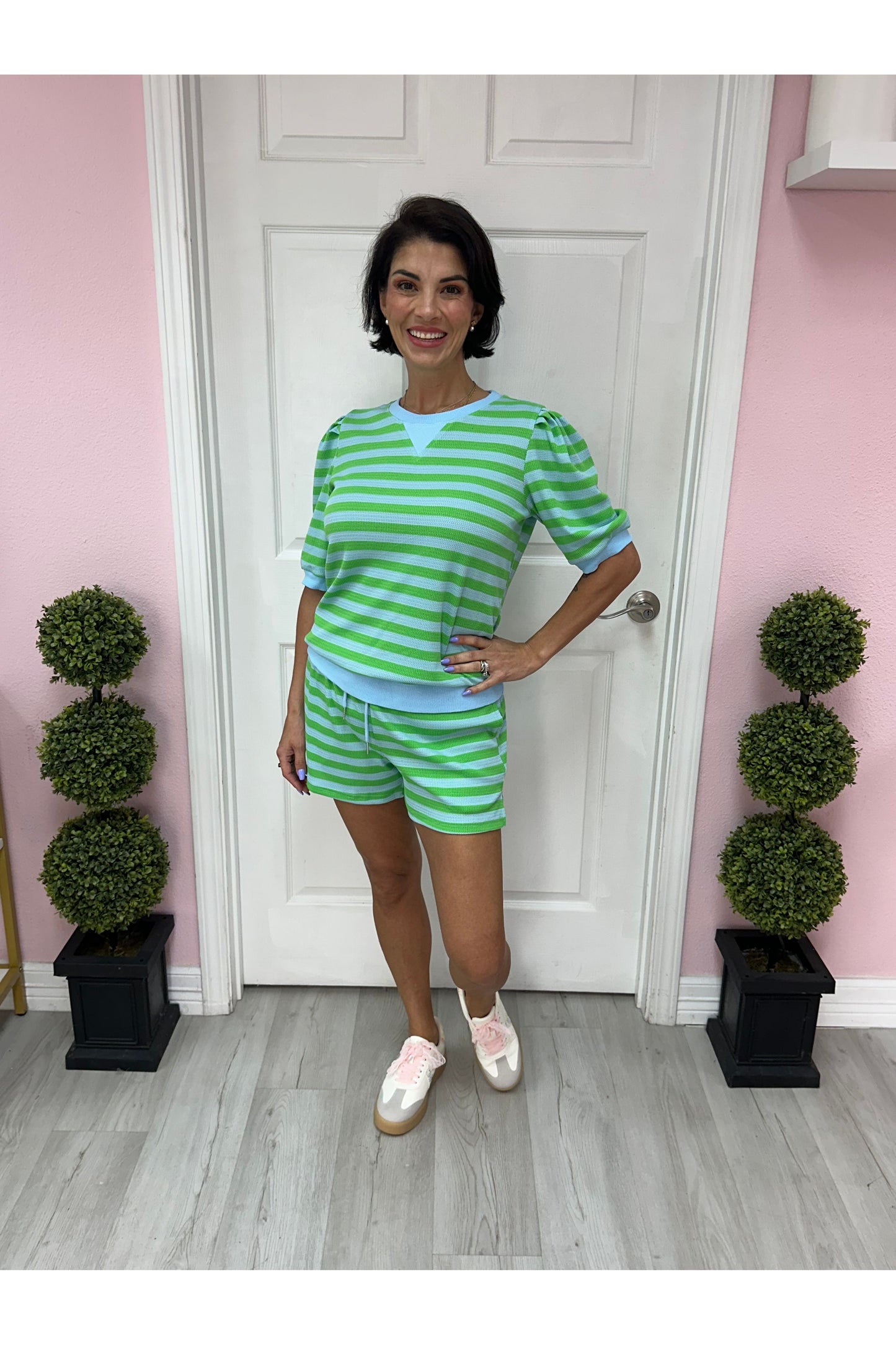 Stripe Spring Shorts Set
