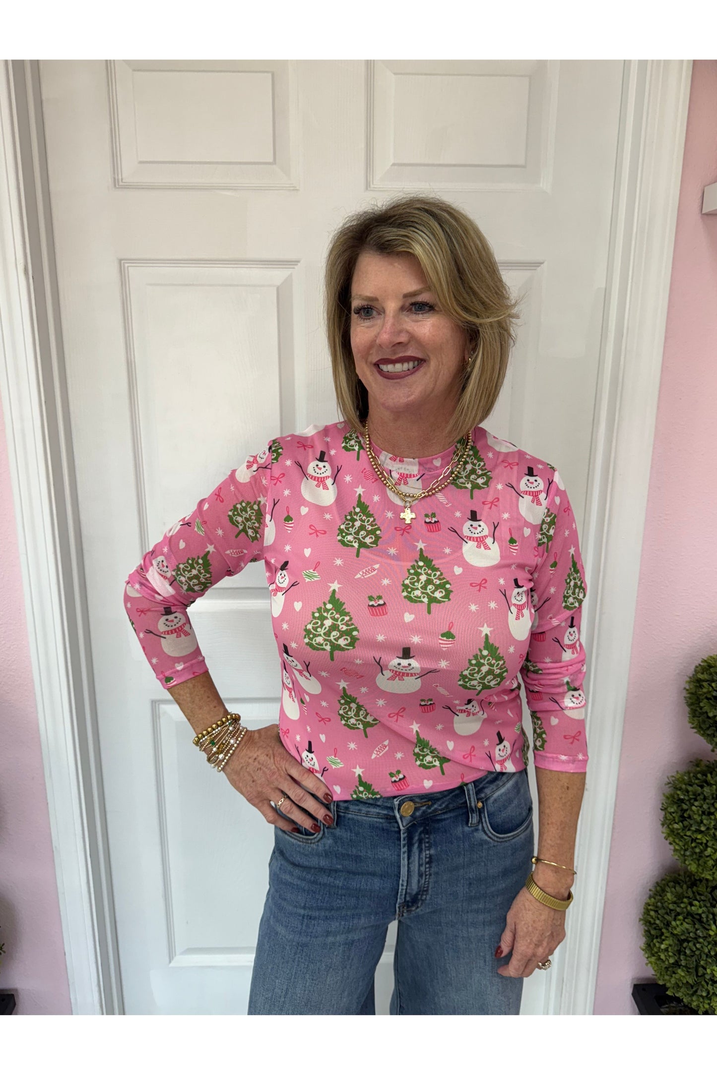 Snowman Mesh Top