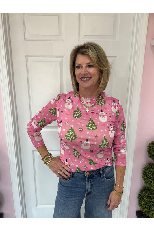 Snowman Mesh Top