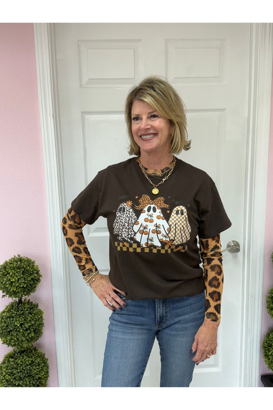 Leopard Mesh L/S Top