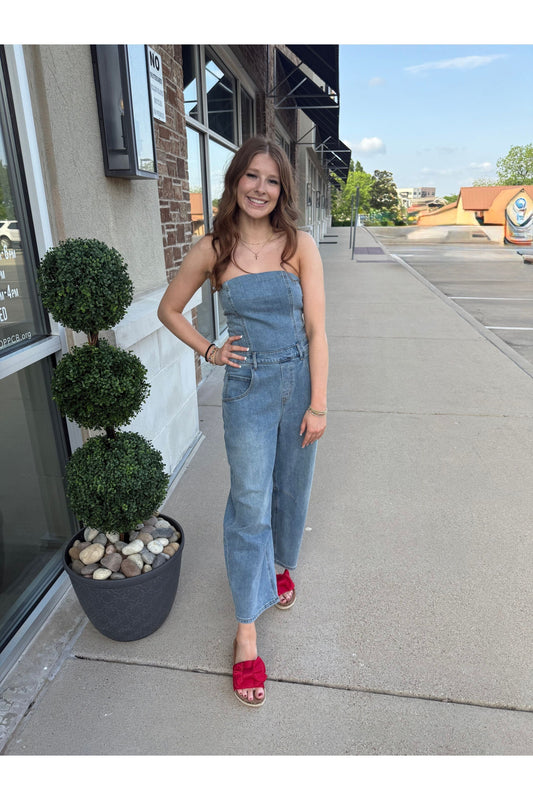 Strapless Denim Jumpsuit