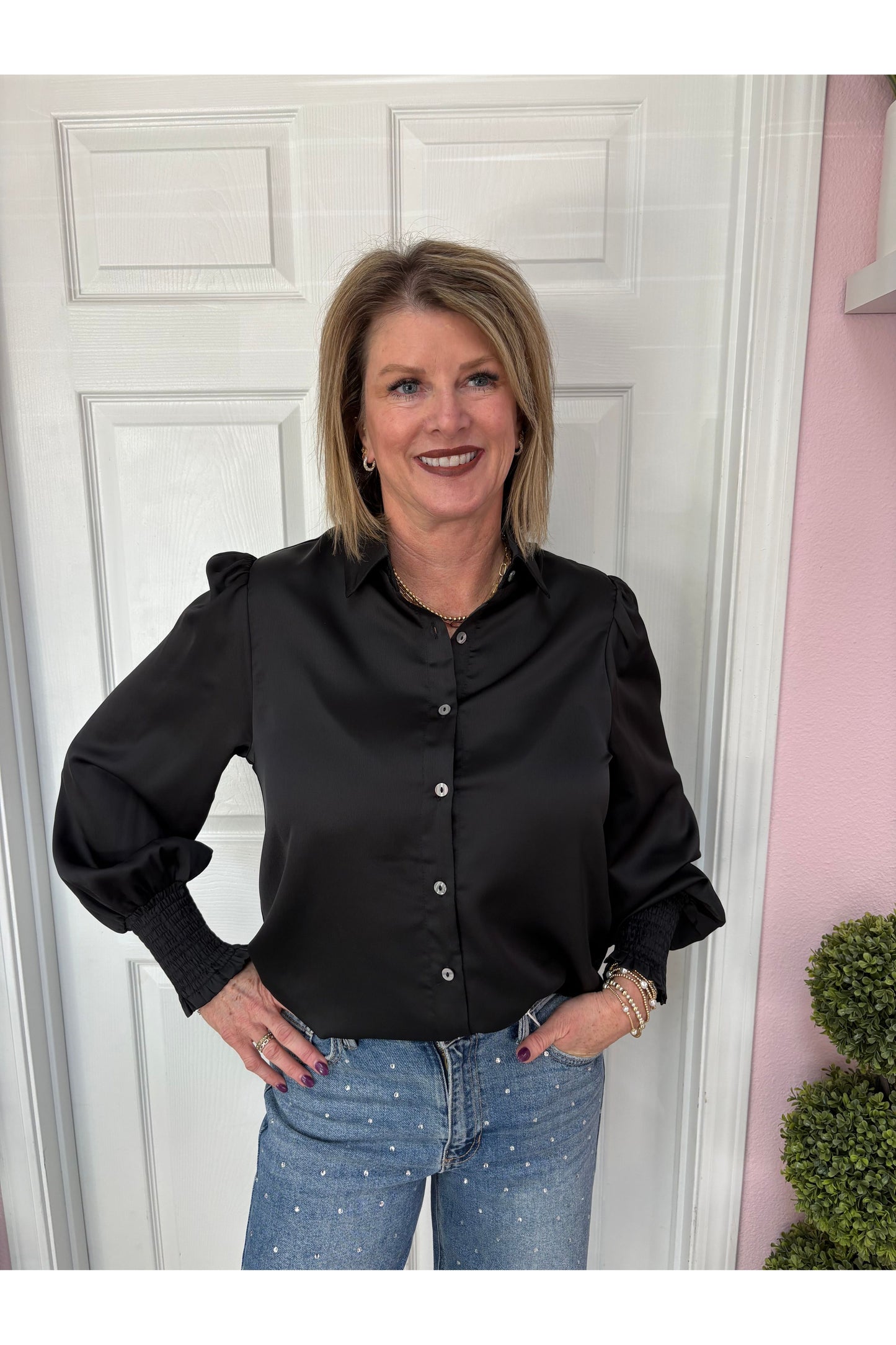 Black Satin Blouse