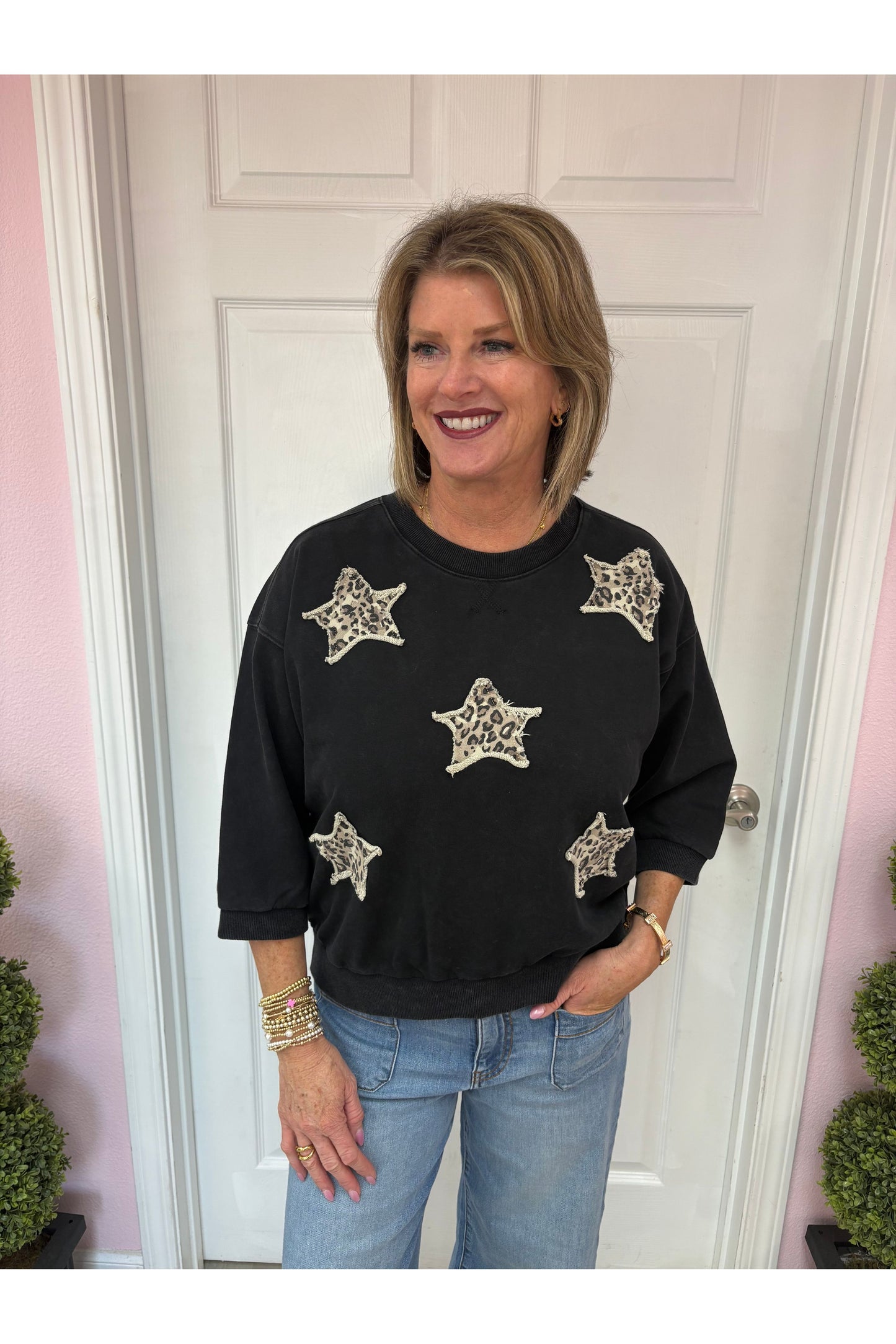 Leopard Star Patch Top