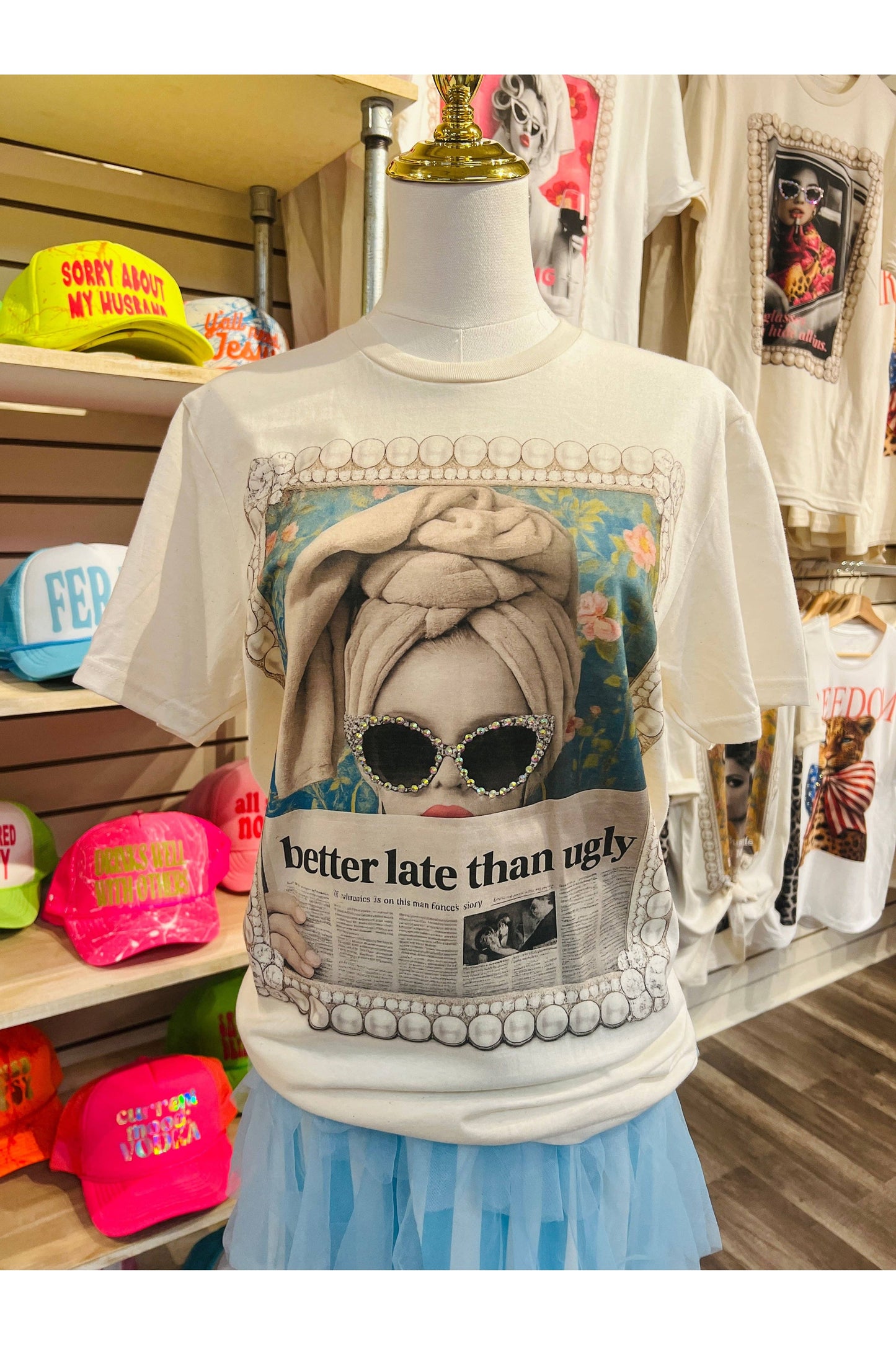 Better Late Than Ugly Cream Graphic Tee