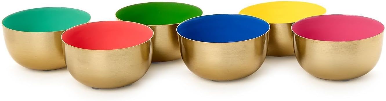 Mahjong Small Metal Bowls W/Enamel