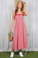 Velvet Trim Strap 100% Cotton Gingham Midi Dress