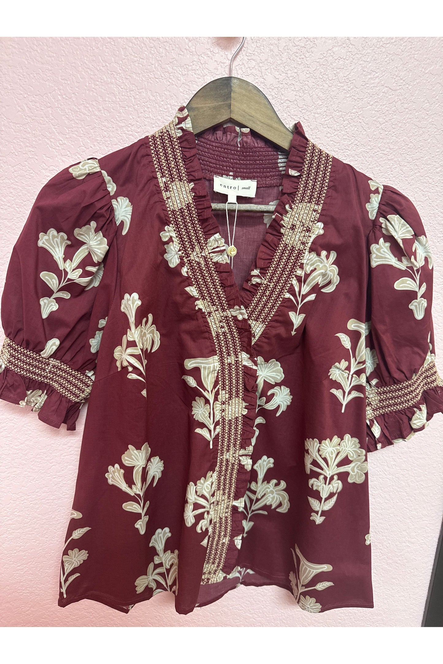 Camden Floral Print Smock Neck Blouse
