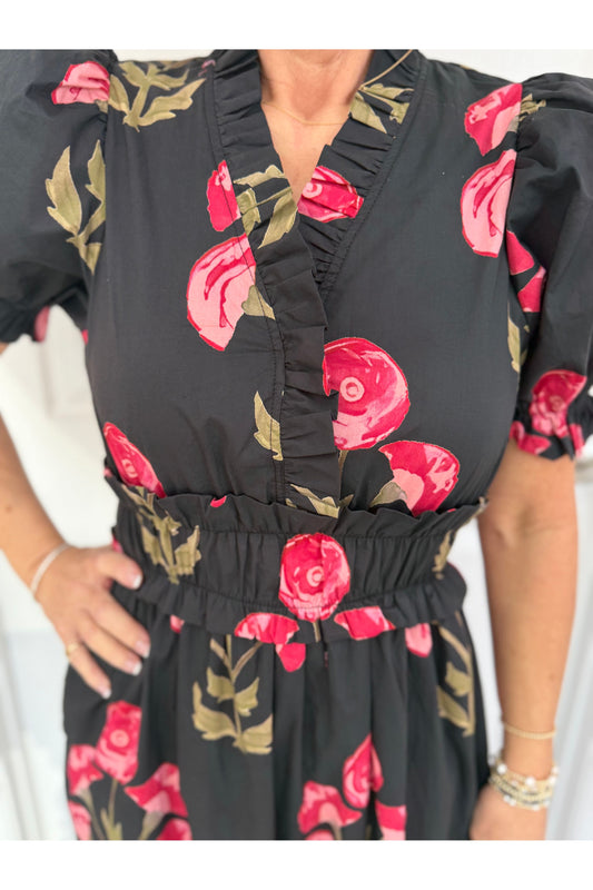 Floral Elastic Waist Dress