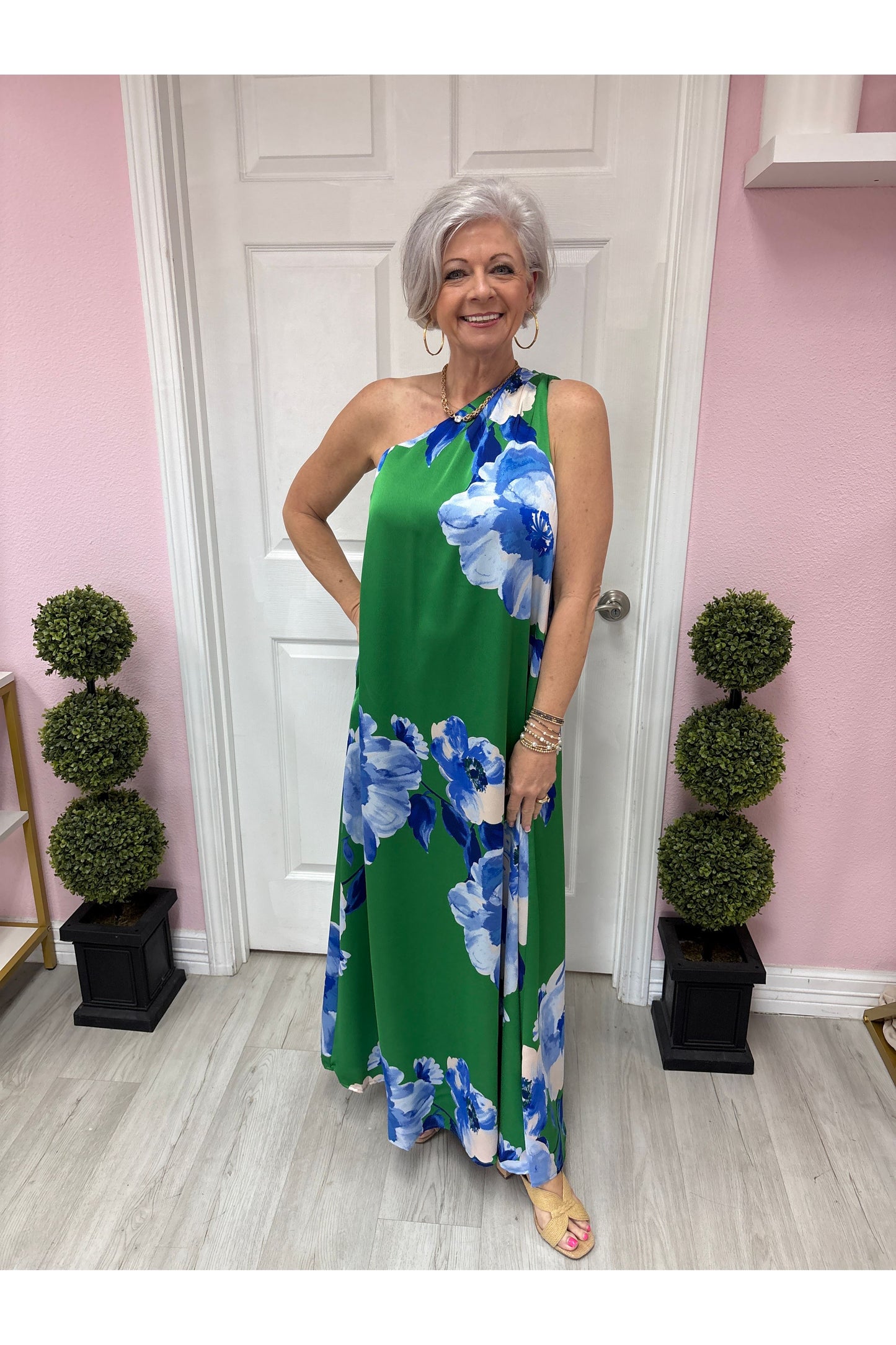 Glena Floral Pleated Maxi Dress