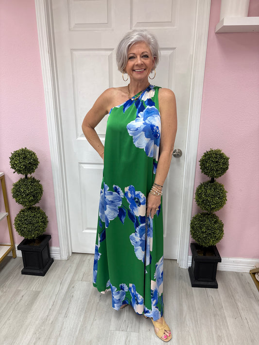 Glena Floral Pleated Maxi Dress