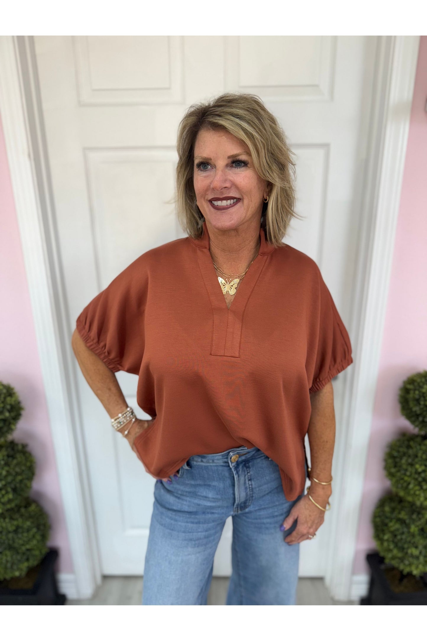Georgia Vneck Short Sleeve Blouse