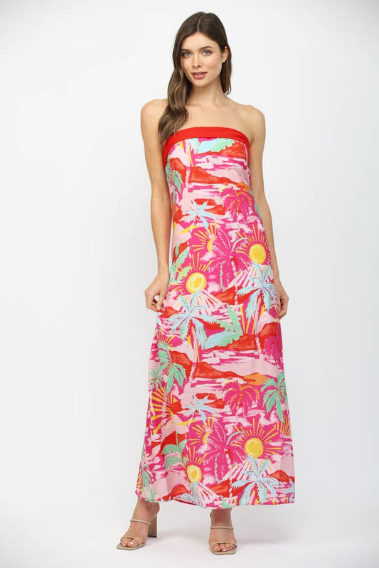 Take Me To The Beach Strapless Maxi