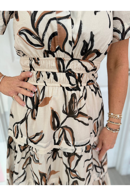 Aureum Sienna Floral Tiered Midi Dress