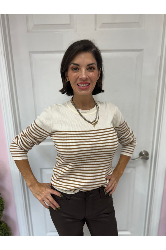 Striped Crew Neck Knit Sweater