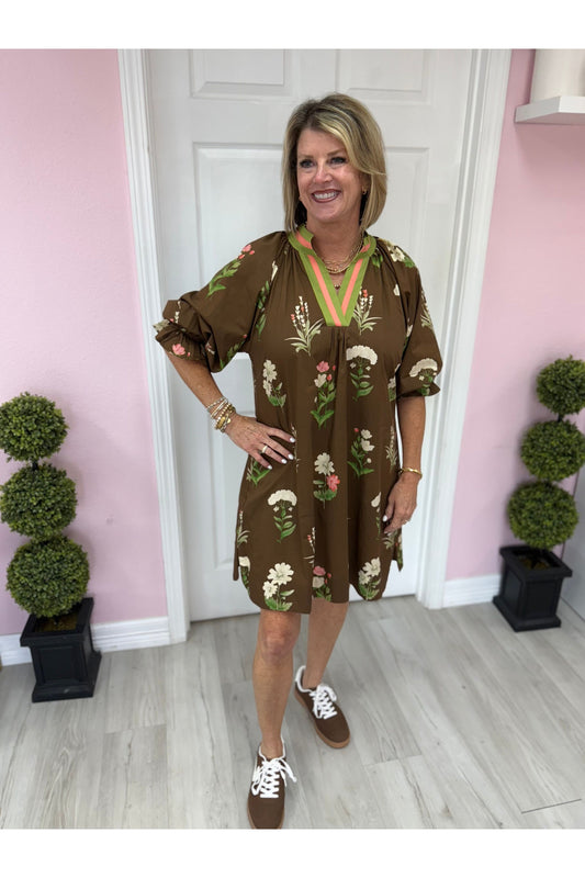 Laura Brown Floral Dress