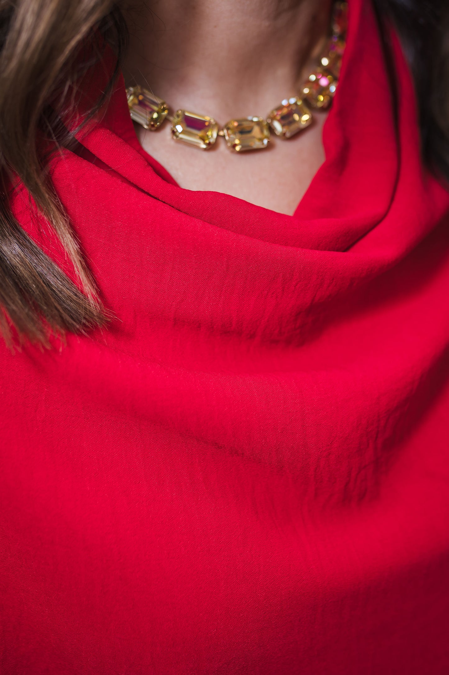 Draped Mock Neck Oversized Blouse