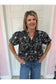Charleston Black Floral Print V-Neck