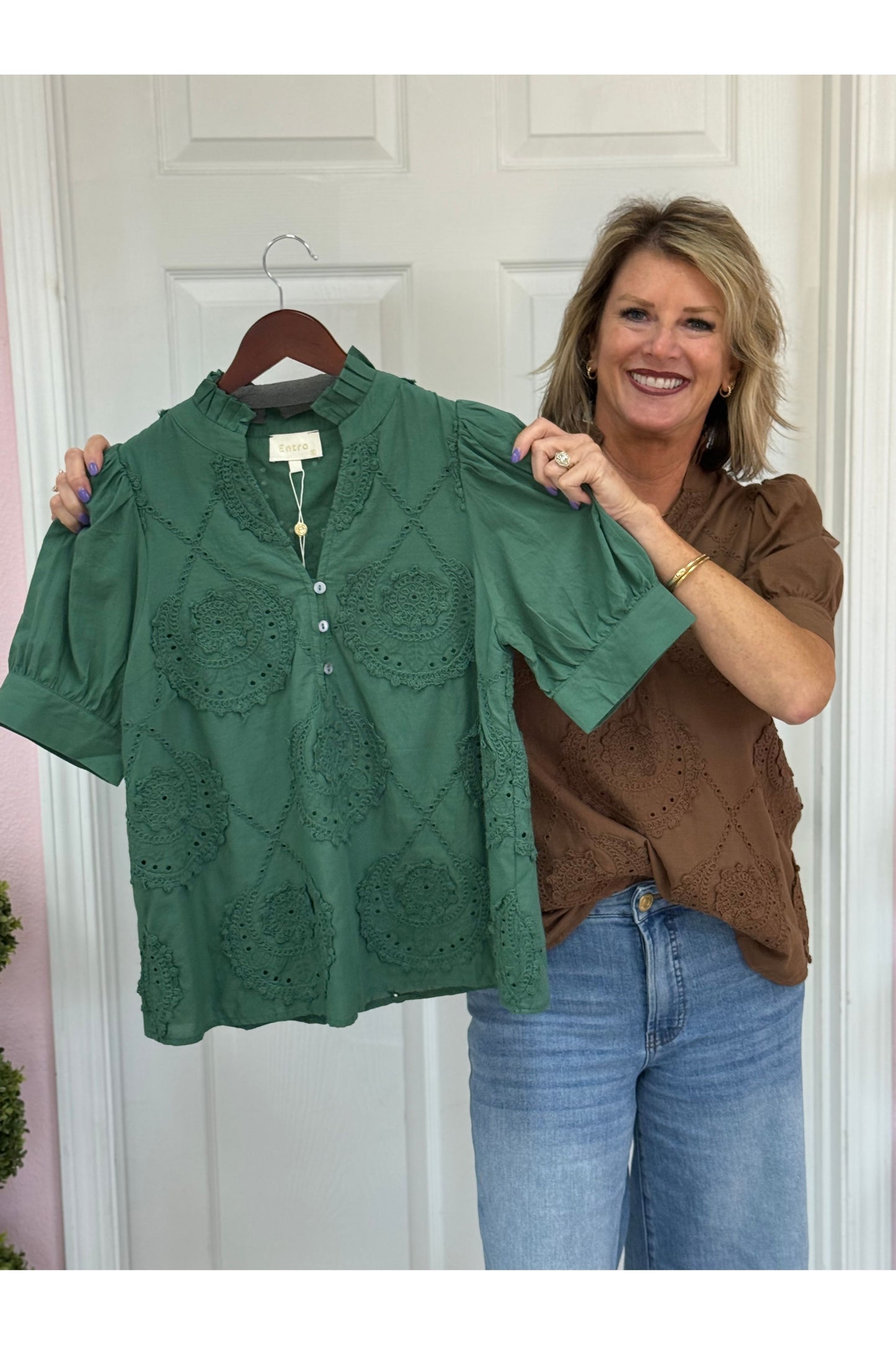 Elaine Embroidered Applique Blouse