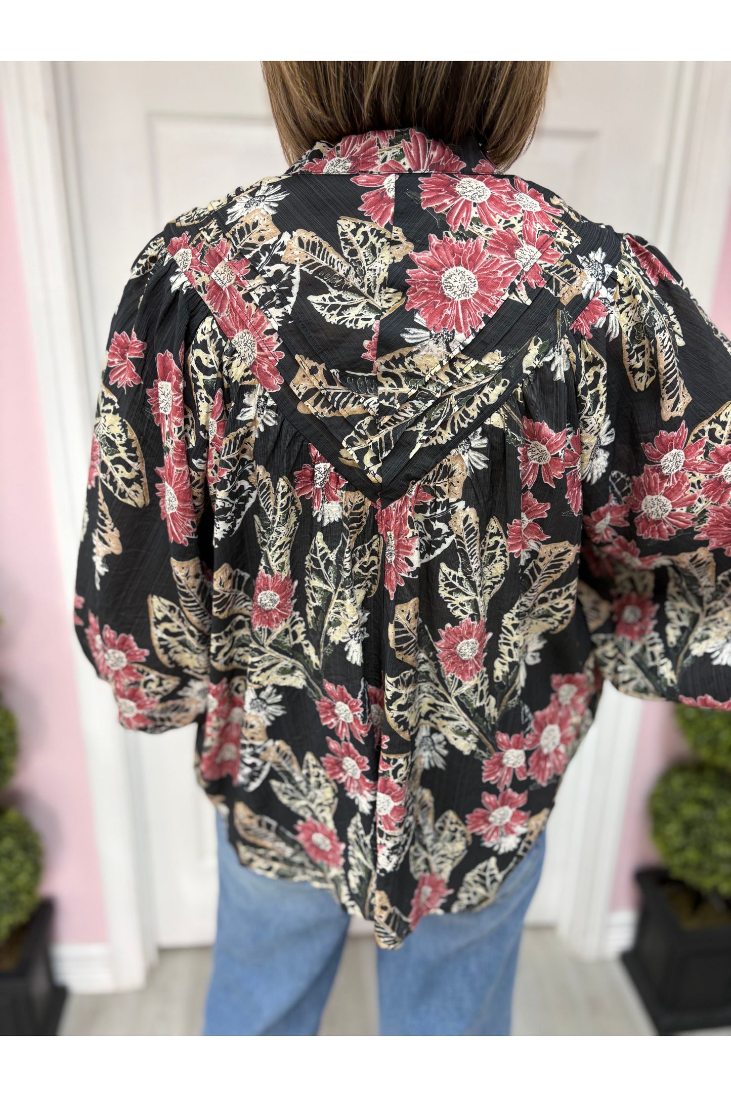 Floral Printed  Button Down Blouse