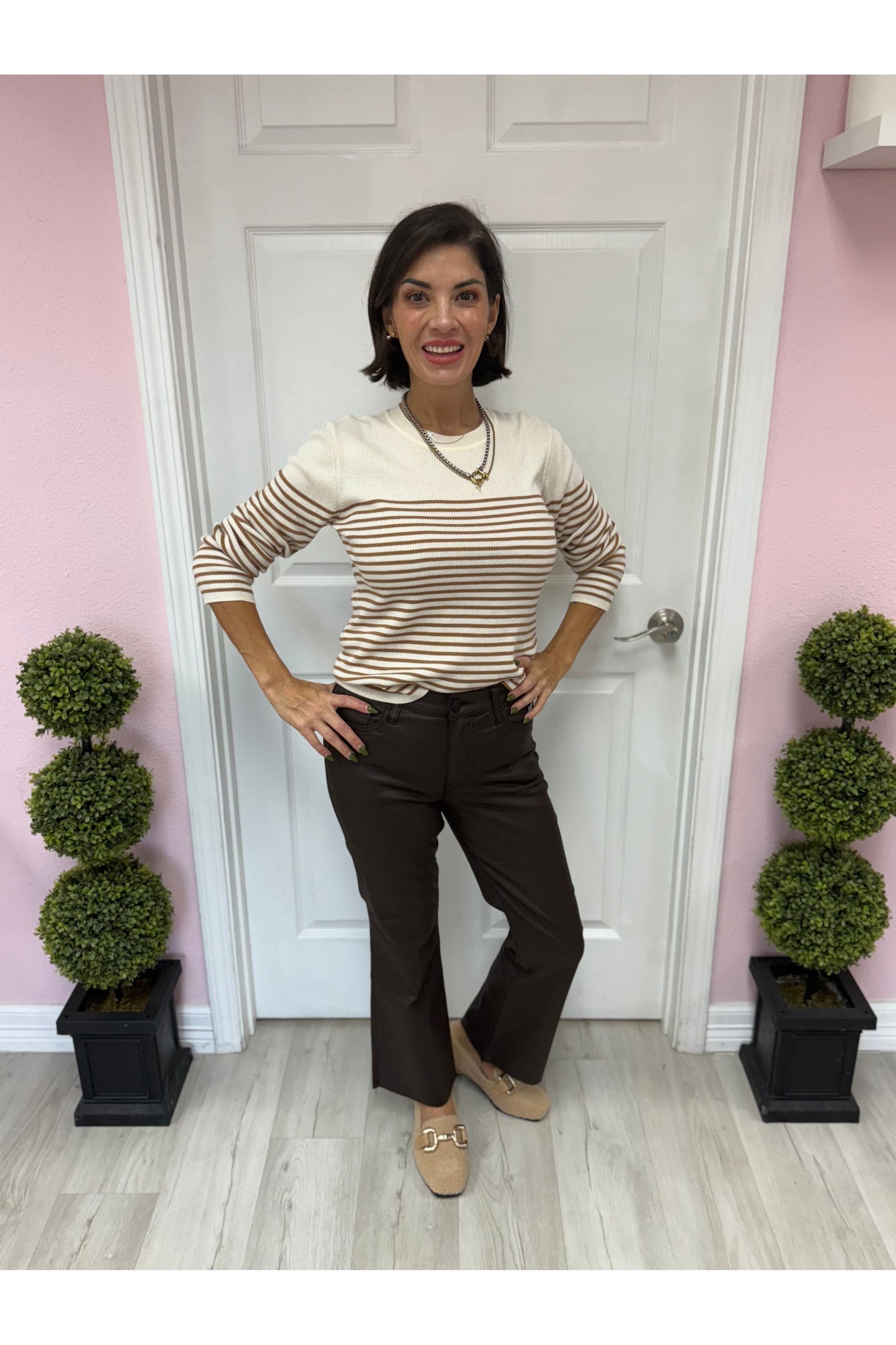 Striped Crew Neck Knit Sweater