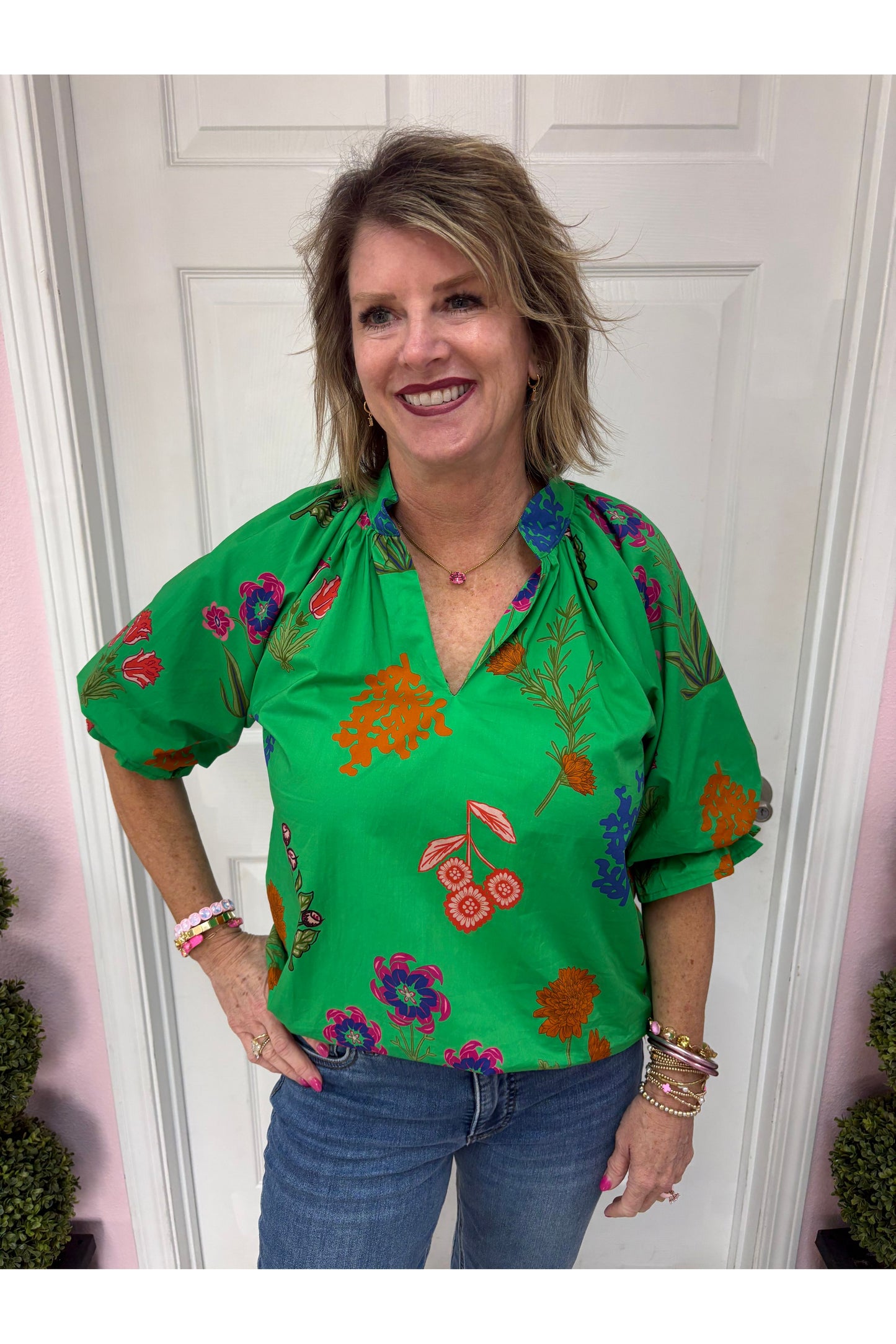 Gorgeous Floral Scallop Edge Blouse