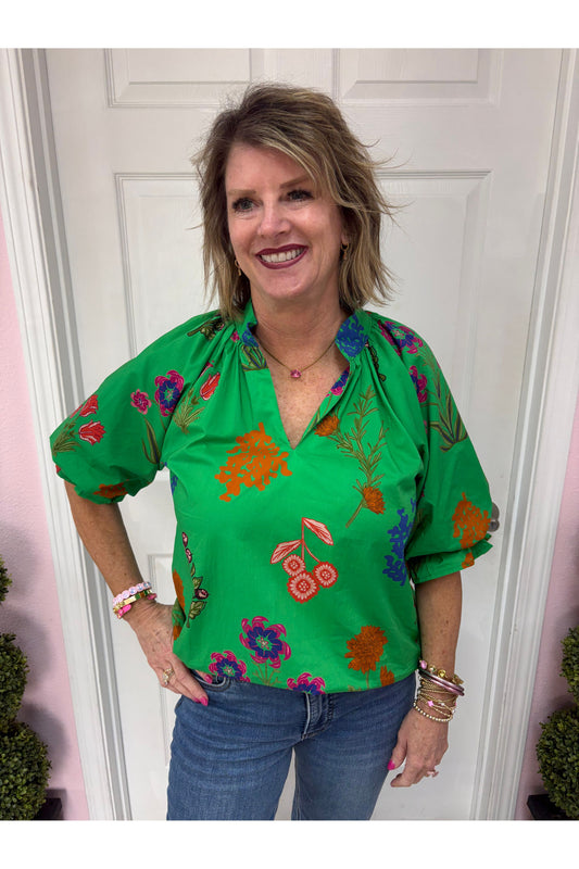 Gorgeous Floral Scallop Edge Blouse