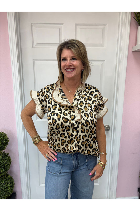 Sabrina Drop Shoulder Leopard Top