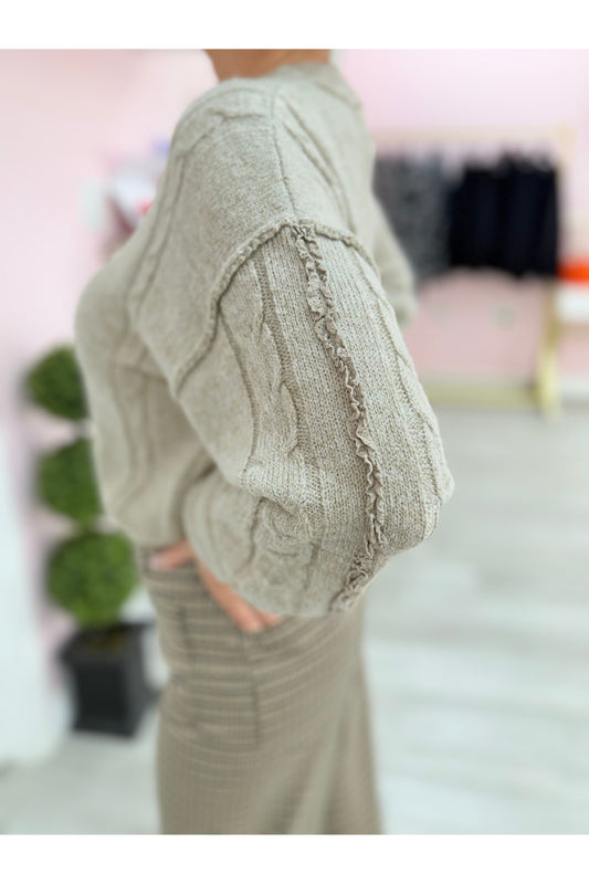 Lace Trim Cable Knit Sweater