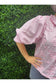 Puff Sleeve Blouse With Ruffle Neck Self-Fabric Cords Detail