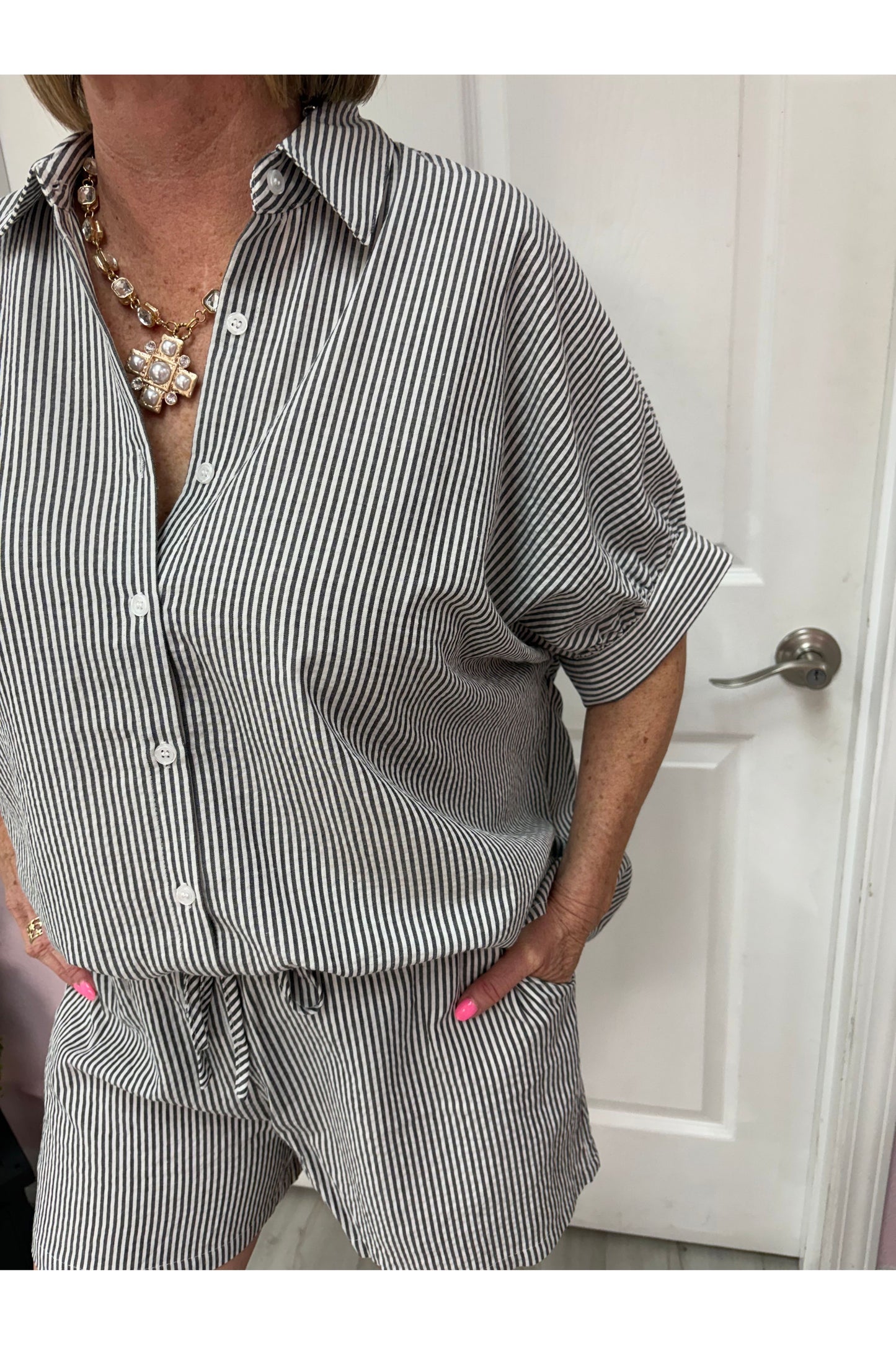 Evelyn Lightweight Striped Shorts