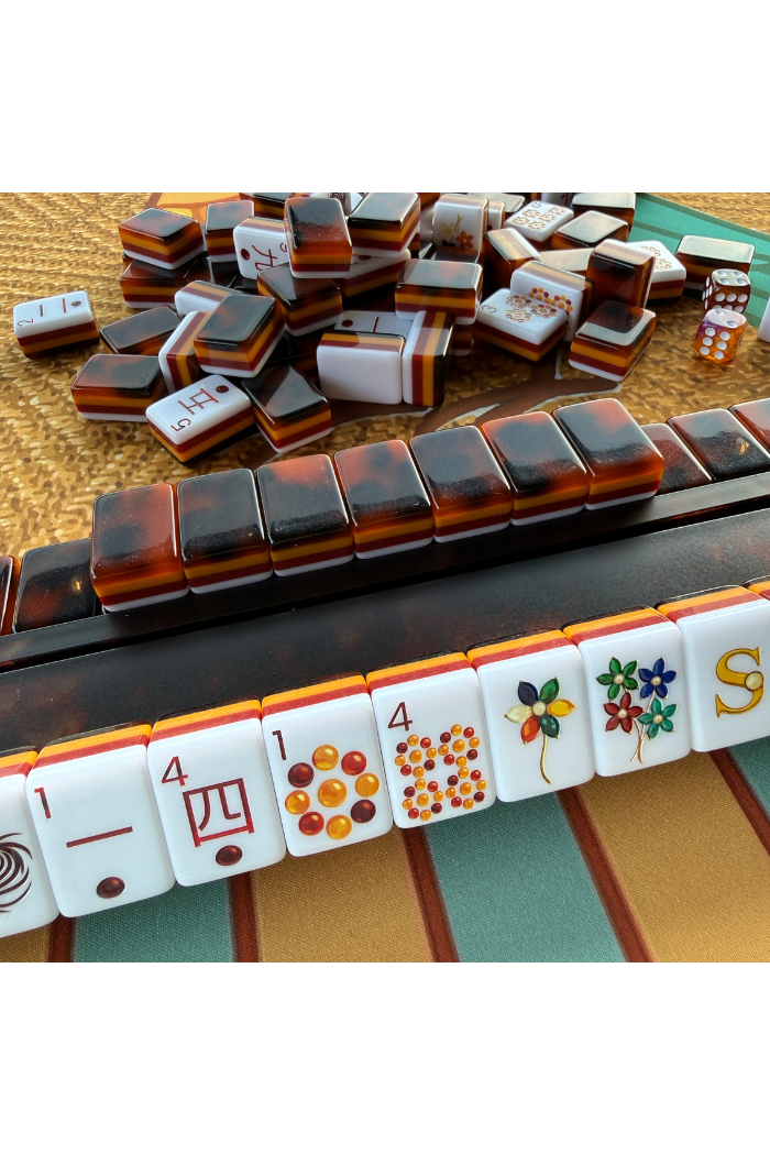 Tortoise Shell Mahjong Rack & Pusher Set Matte Finish
