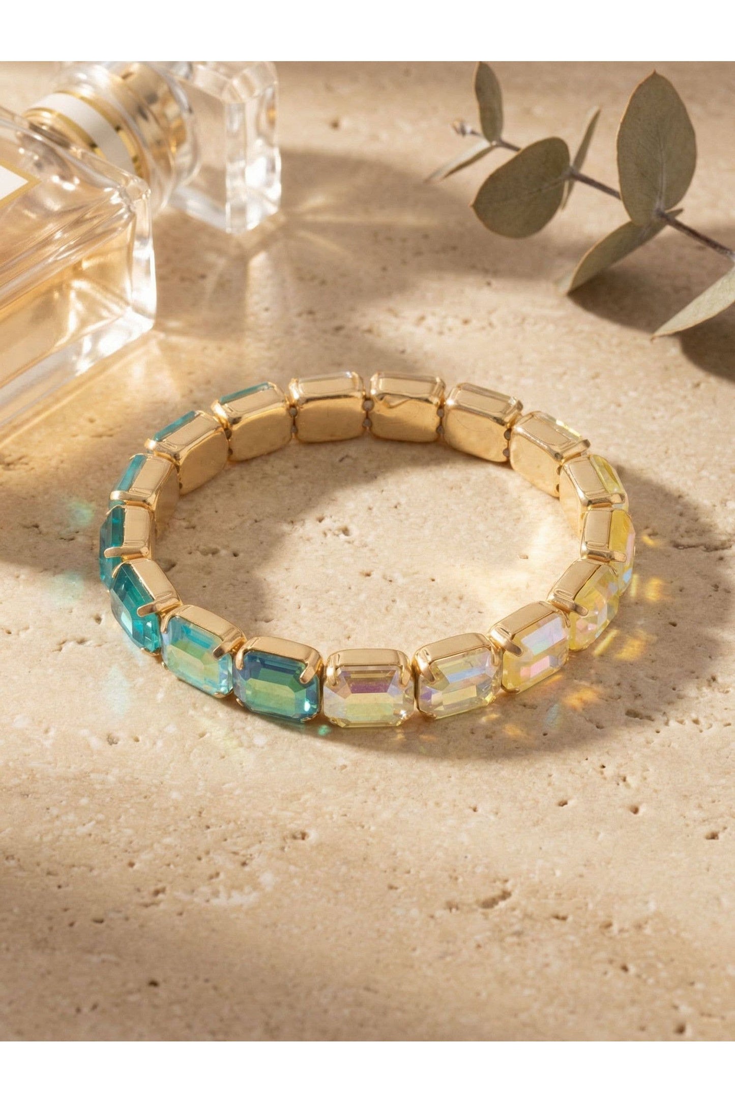 7 Inch Easton Emerald Cut Stretch Bracelet -Pastels