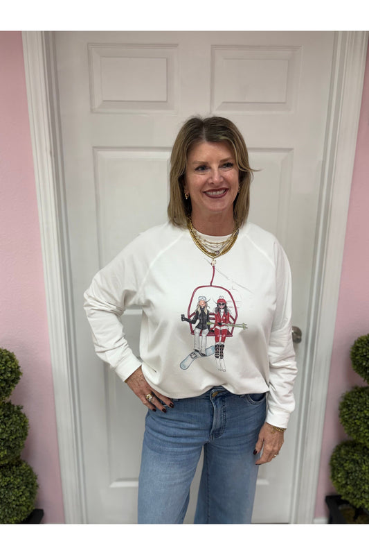 Skiing Girls Lightweight Sweatshirt