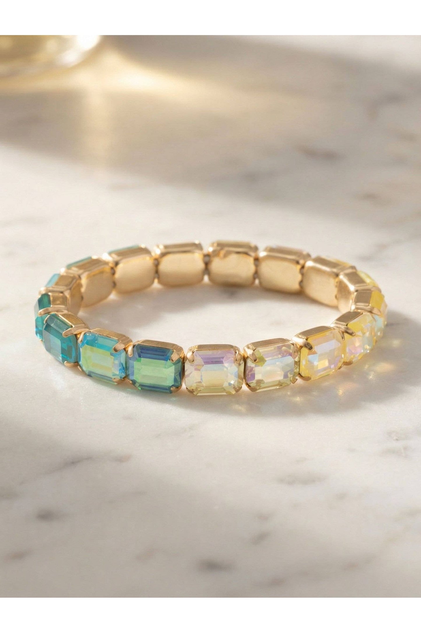7 Inch Easton Emerald Cut Stretch Bracelet -Pastels