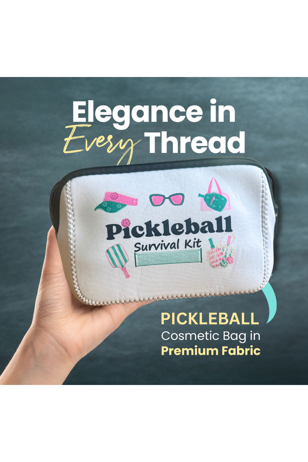 Pickleball Survival Cosmetic Bag