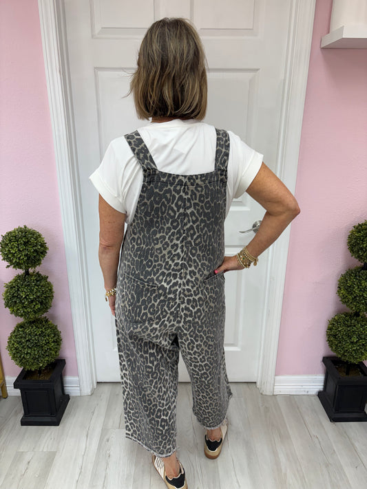 Animal Print Oversized Overalls