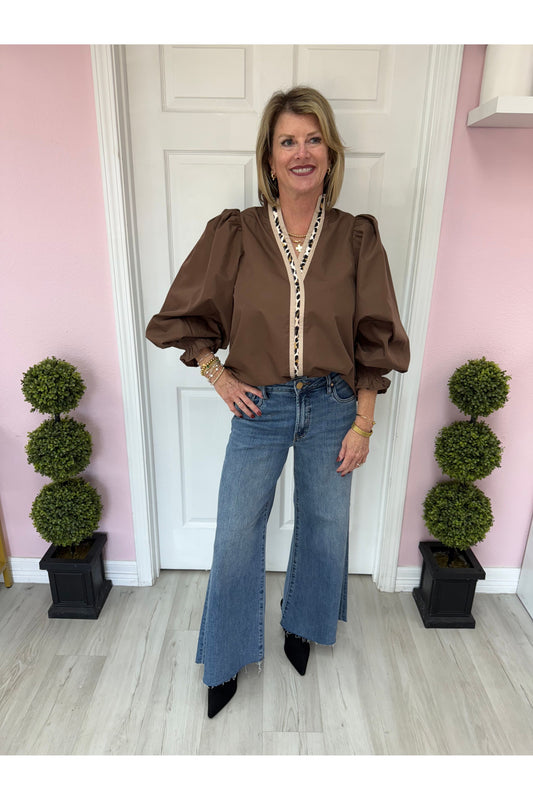 Shannon Leopard Trim Top