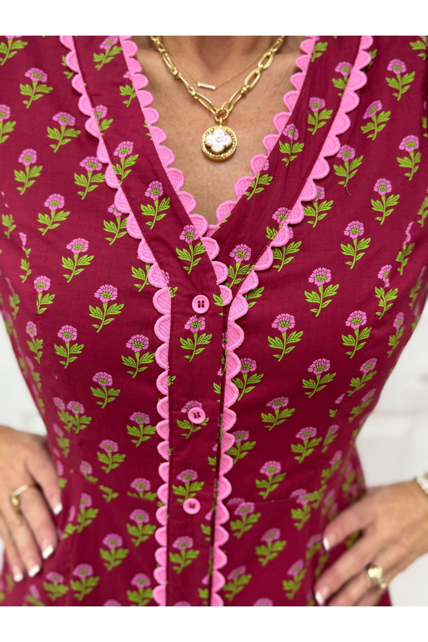 Leighton Burgundy Patterned Dress